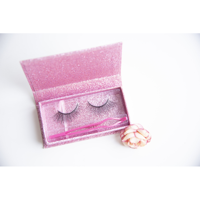 Caja de almacenamiento de pestañas - Brillantina rosa oscuro -15241